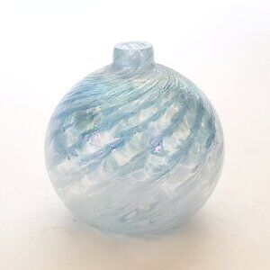 Small Vintage Handblown Iridescent Textured Glass Oil Lamp, Jan Benda